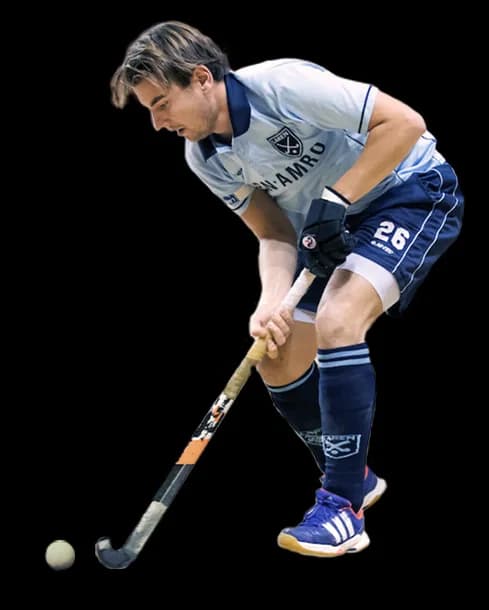 Robbert van de Peppel jugando al hockey